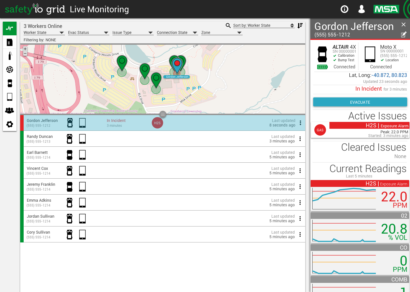 Safety IO Live Monitor software screenshot