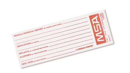 medical information carrier card